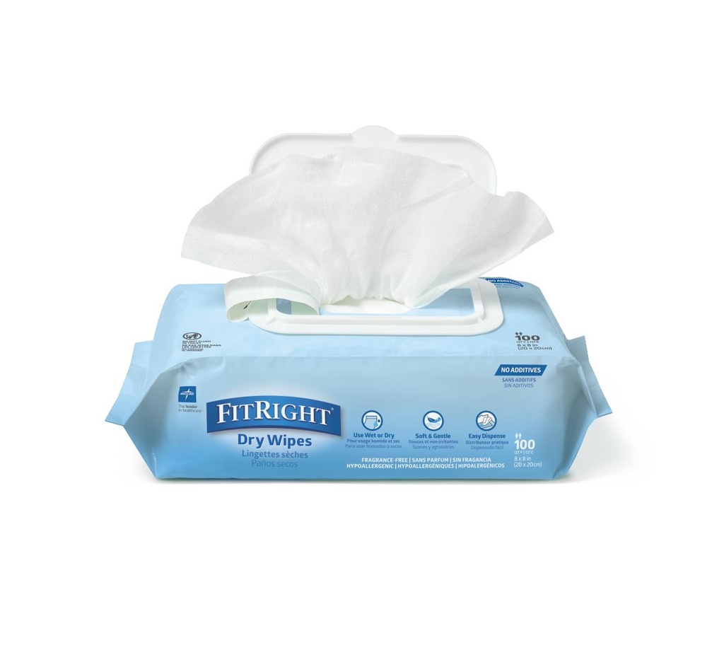 [FRDW263854-CASE] FitRight® Soft Dry Wipe; 8" x 8" (20.3 cm x 20.3 cm) | CASE/1200 EACH | PKG/100 EACH