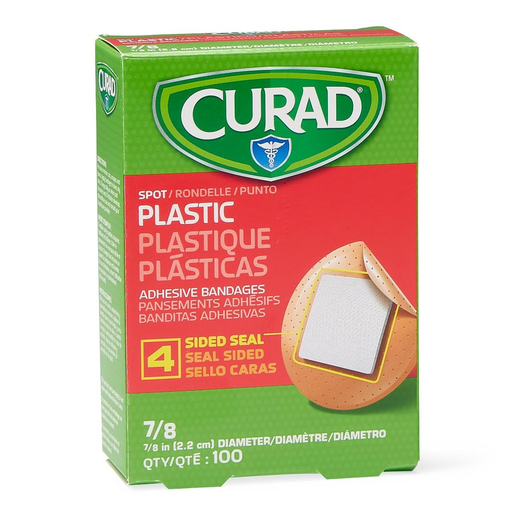 [NON25501-CASE] CURAD® Plastic Adhesive Bandage; 7/8" dia. Spot (2.22 cm) | CASE/1200 EACH | BOX/100 EACH (CASE)