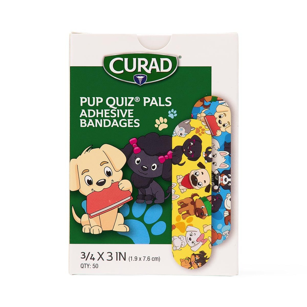 [NON256130-CASE] CURAD® Pup Quiz Pals Adhesive Bandage; 0.75" x 3" (19 mm x 8 cm) | CASE/1200 EACH | BOX/50 EACH (CASE)