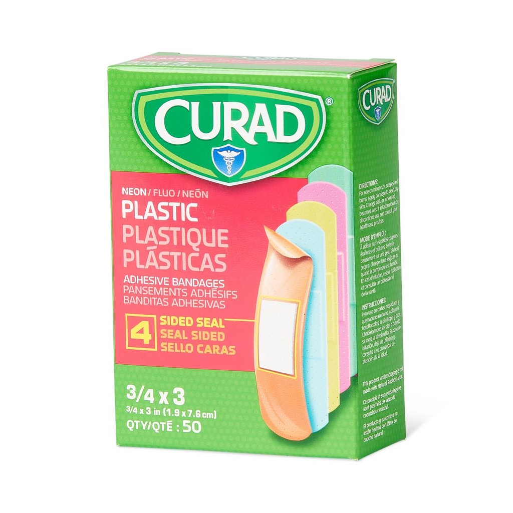 CURAD® Sterile Neon Adhesive Bandage; 0.75" x 3" (19 mm x 8 cm), Latex Free | CASE/1200 EACH | BOX/50 EACH