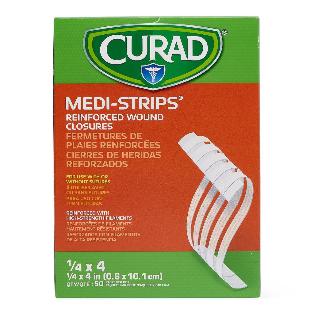 Medi-Strip® Adhesive Wound Closure Strip; 1/4" x 4" (6 mm x 10 cm) | CASE/2000 EACH | BOX/500 EACH | PKG/10 EACH