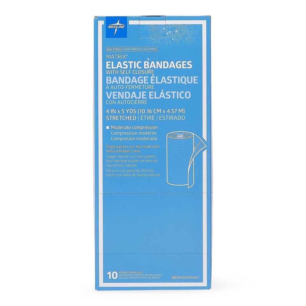 Medline Matrix Self-Closure Elastic Bandage; 4" x 5 yd. (10 cm x 4.5 m) | CASE/50 EACH | BOX/10 EACH