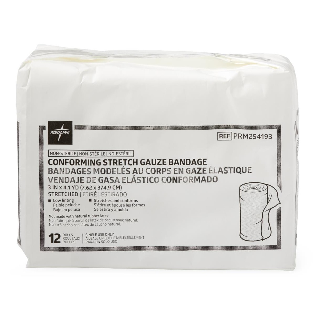 Medline Stretch Conforming Bandage; 3" x 5 yd. (7.6 cm x 4.5 m) | CASE/96 EACH | BOX/12 EACH