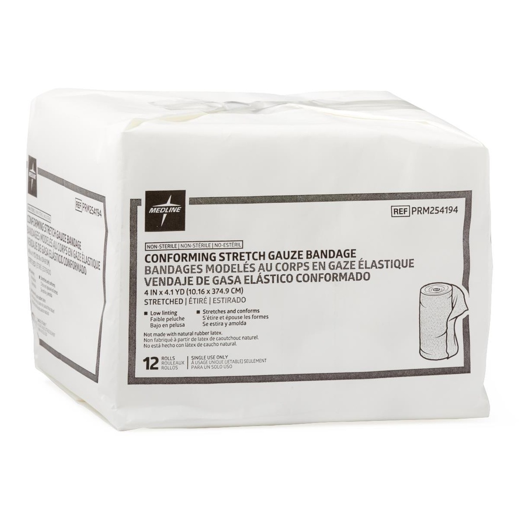 Medline Stretch Conforming Bandage; 4" x 5 yd. (10 cm x 4.5 m) | CASE/96 EACH | BOX/12 EACH