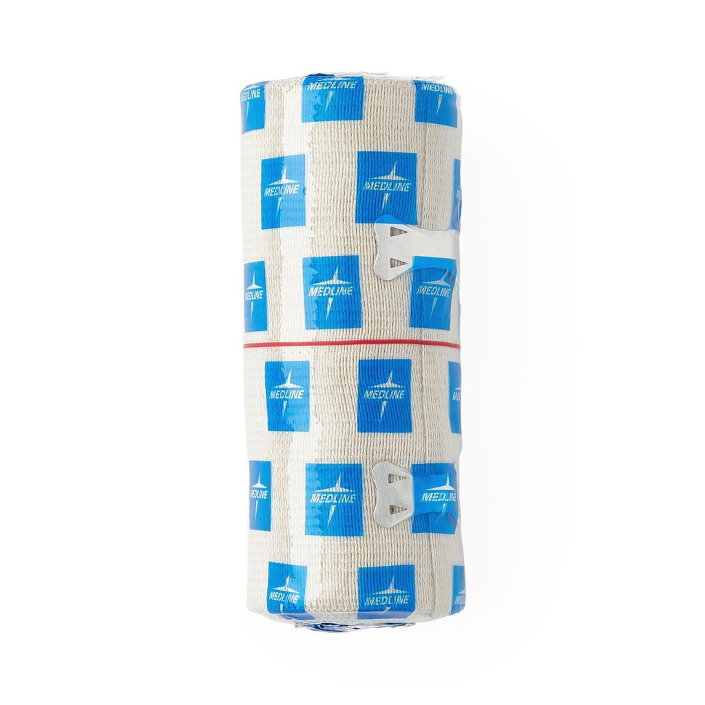 [MDS055004-CASE] Medline Sure-Wrap® Wraparound Elastic Bandage with Clips; 4" x 5 yd. (10 cm x 4.5 m) | CASE/50 EACH | BOX/10 EACH (CASE)