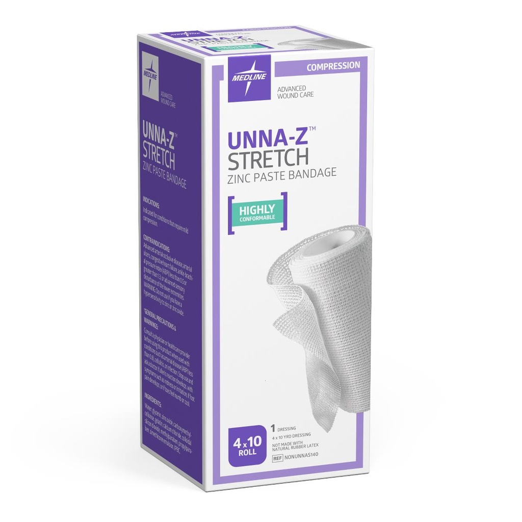 [NONUNNAS140-CASE] Unna-Z™ Stretch Zinc Oxide Compression Bandage; 4" x 10 yd. (10 cm x 9,15 m) | BOX/12 EACH | CASE/12 EACH