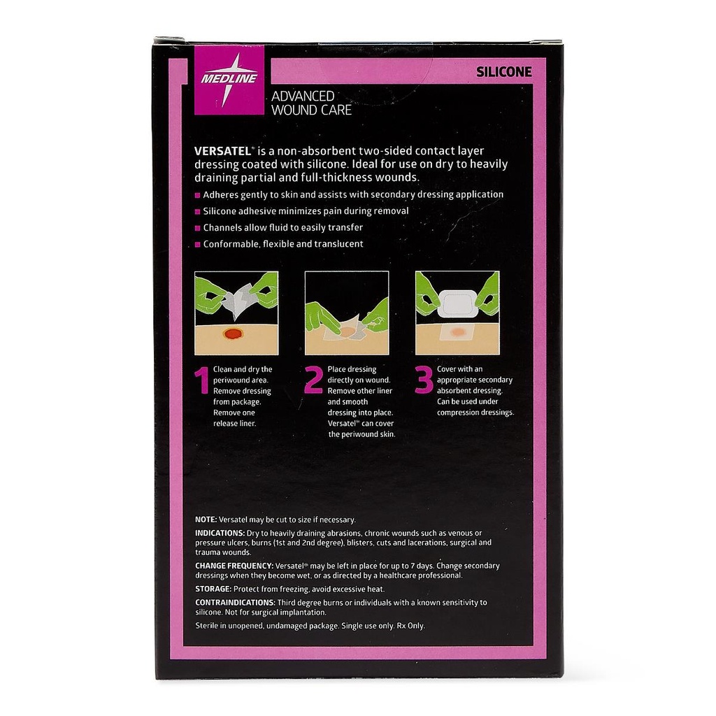 Versatel Silicone Contact Layer Dressing; 2" x 3" (5 cm x 7.5 cm) | CASE/50 EACH | BOX/10 EACH