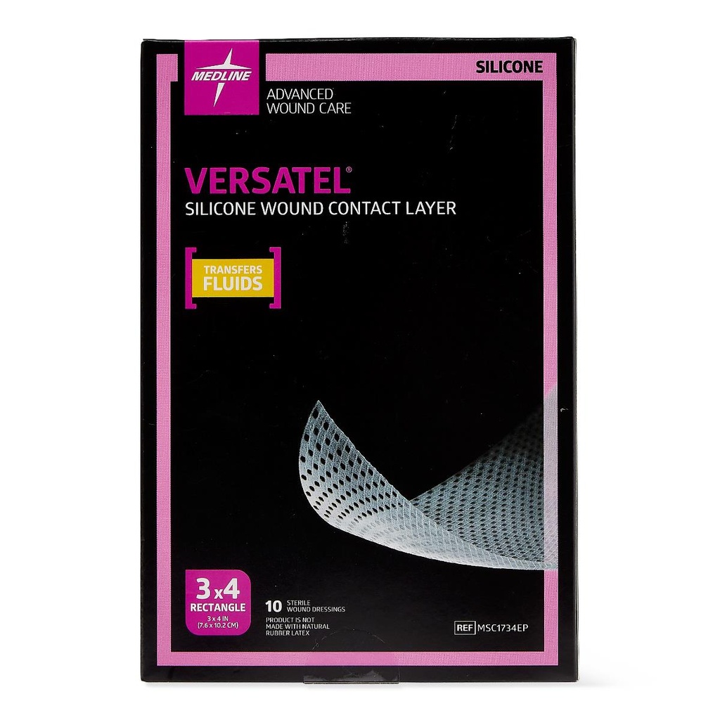 [MSC1734EP-BOX] Versatel Silicone Contact Layer Dressing; 3" x 4" (7.5 x 10cm) | CASE/50 EACH | BOX/10 EACH