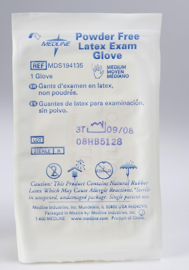 Medline Sterile Powder-Free Latex Exam Glove, Individual | CASE/400 EACH;BOX/100 EACH