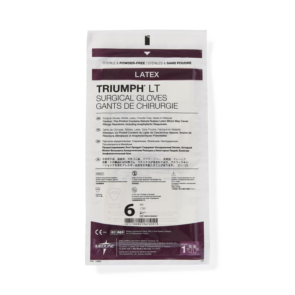 Triumph® LT Sterile Powder-Free Latex Surgical Glove | CASE/200 PAIR;BOX/50 PAIR