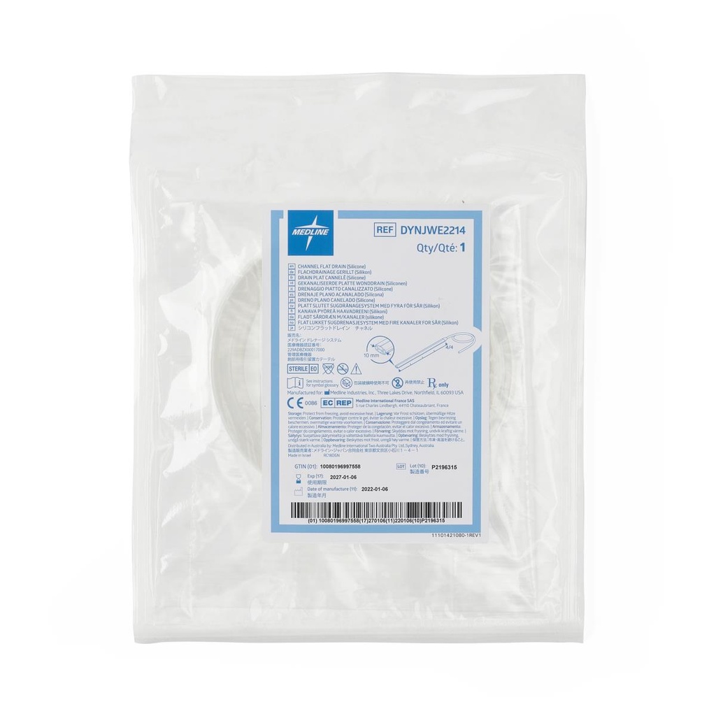 [DYNJWE2214-CASE] Medline Sterile Silicone Channel Flat Wound Drain | CASE/10 EACH
