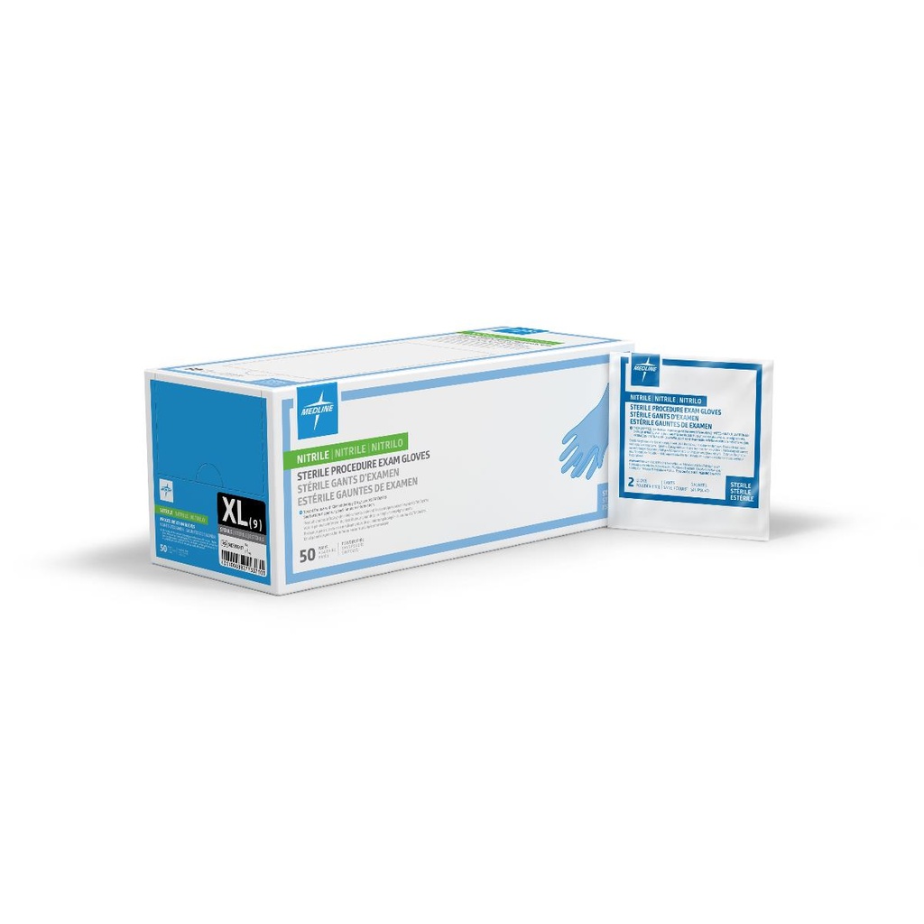 Medline Sterile Powder-Free Nitrile Exam Glove | CASE/200 PAIR;BOX/50 PAIR