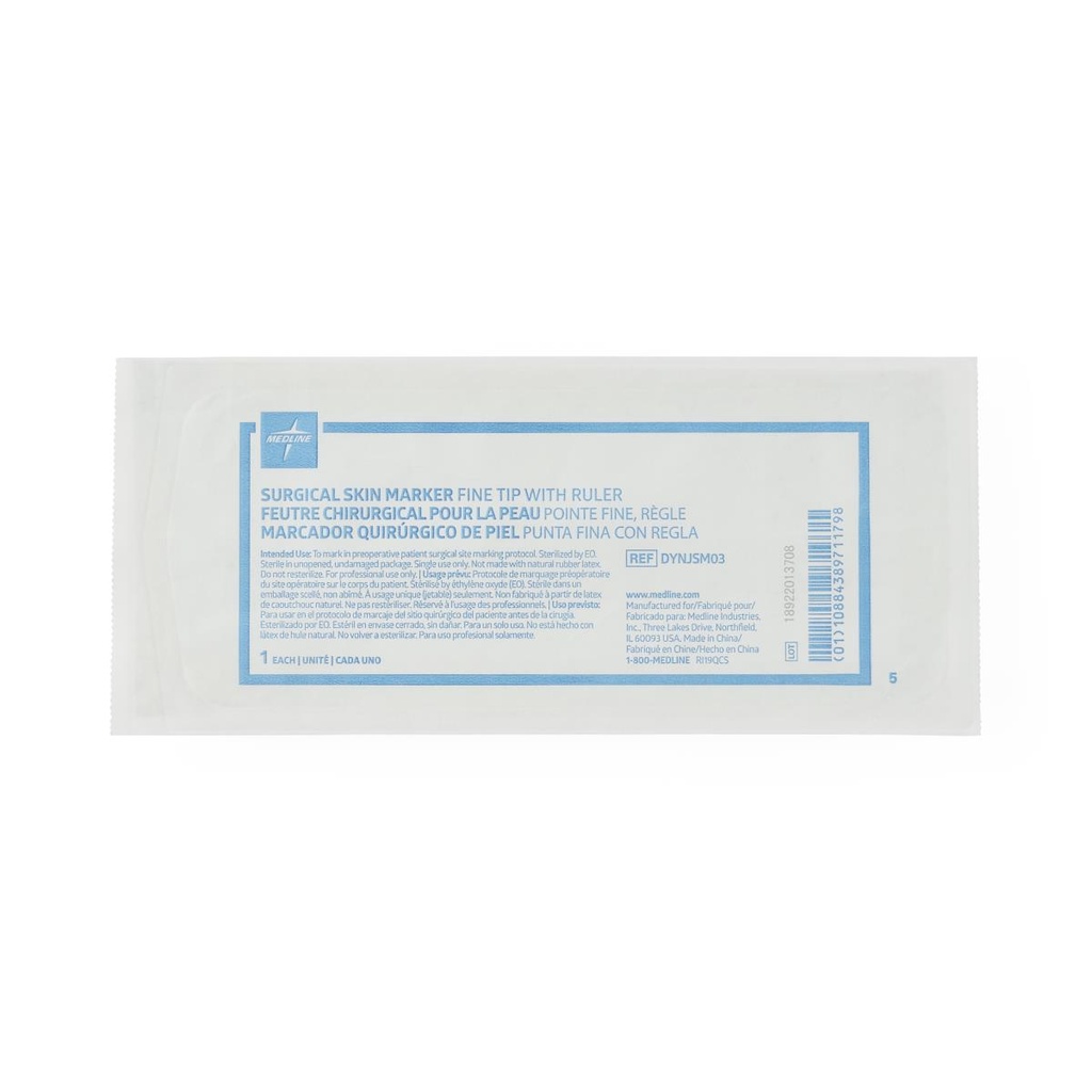 Medline Sterile Surgical Skin Marker with Ruler; Fine Tip | CASE/50 EACH