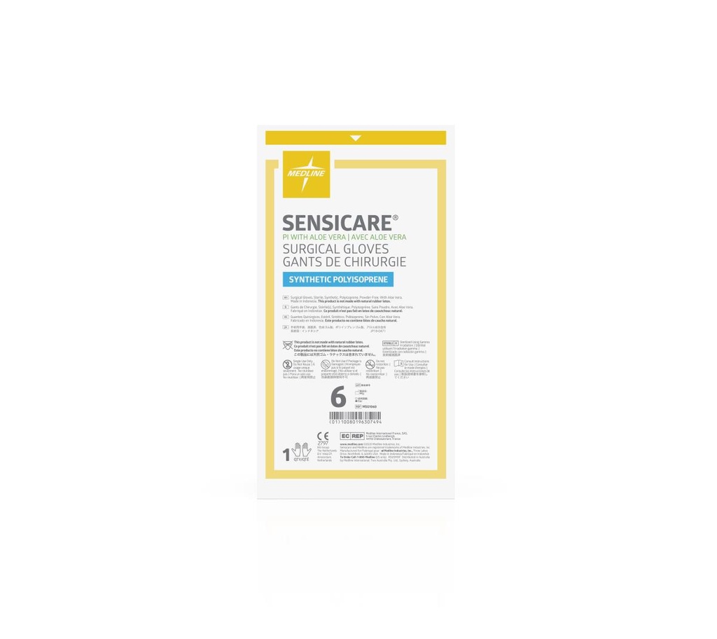 SensiCare® PI Sterile Powder-Free Polyisoprene Surgical Glove with Aloe | CASE/100 PAIR;BOX/25 PAIR