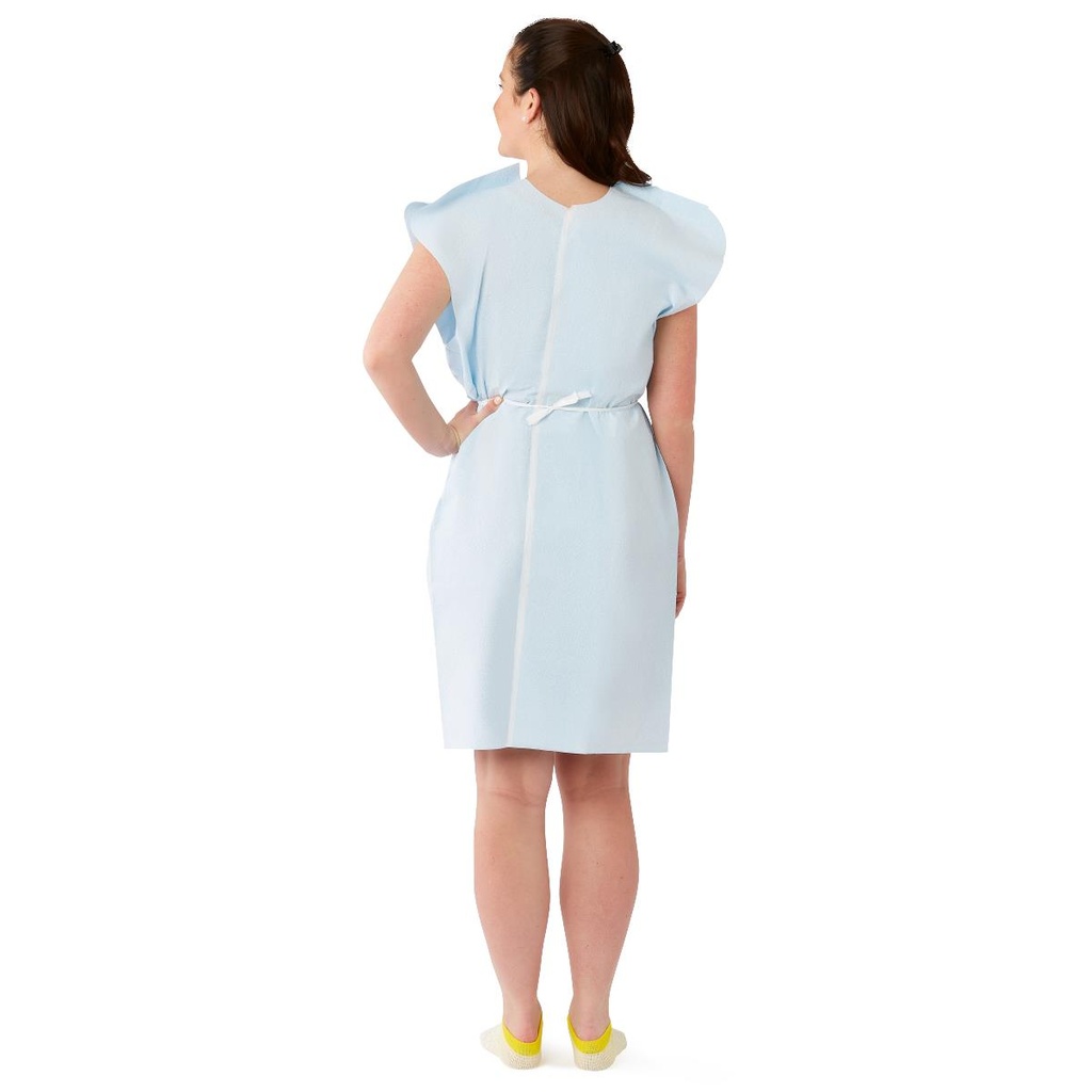 [NON24356-CASE] Medline Reinforced Tissue Patient Gown; Blue | CASE/50 EACH