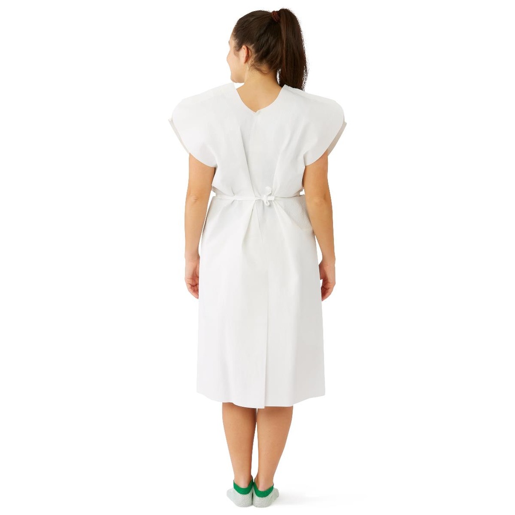Medline Reinforced Tissue Patient Gown; White | CASE/50 EACH