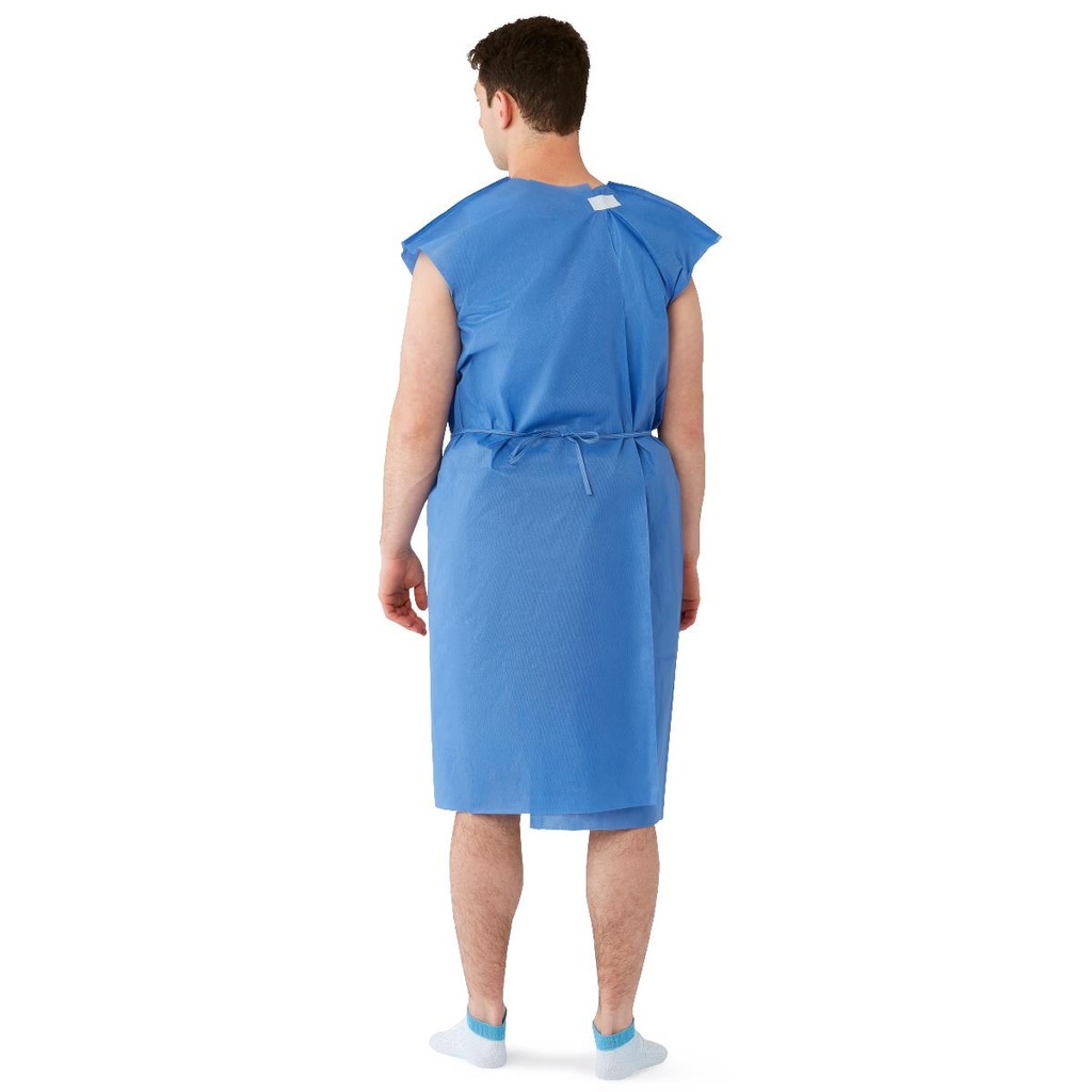 [NON27046-CASE] Medline Single-Use Multilayer Patient Exam Gown, Sleeveless; Regular/Large, Blue | CASE/50 EACH