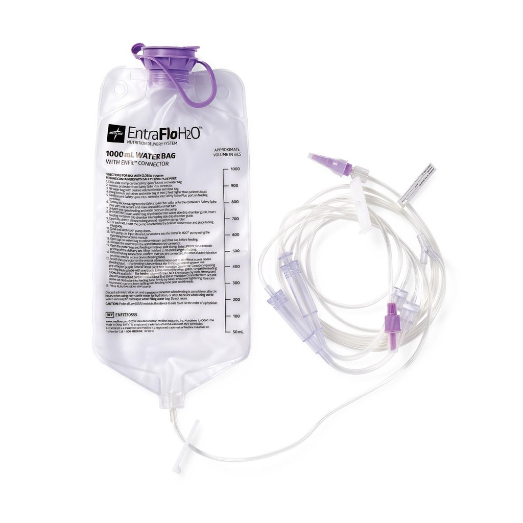 [ENFIT70555-CASE] EntraFlo® H2O Dual Channel Enteral Feeding Set with ENFit® Connector; Safety Spike Plus Set | CASE/30 EACH