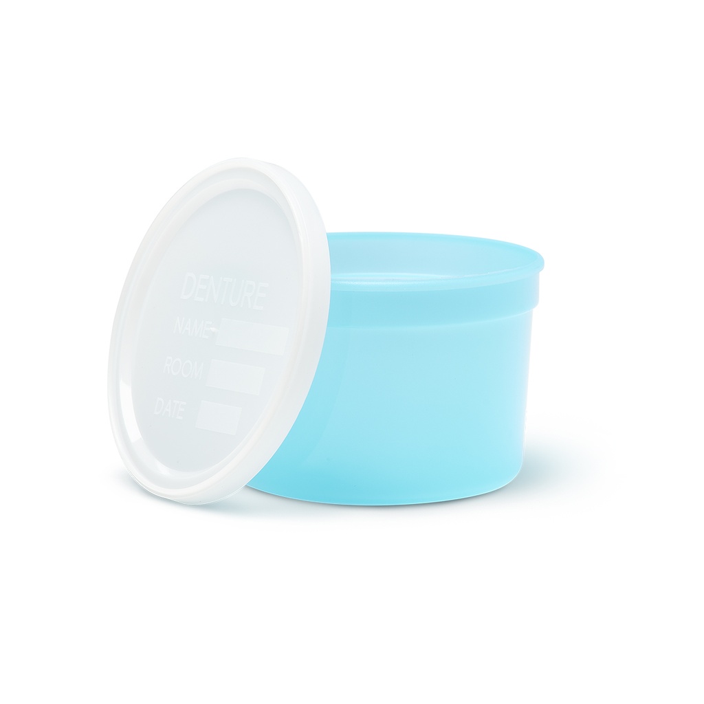 Alliance™ Single-Use Plastic Denture Cup with Lid; Cup, Blue | CASE/250 EACH | PKG/25 EACH