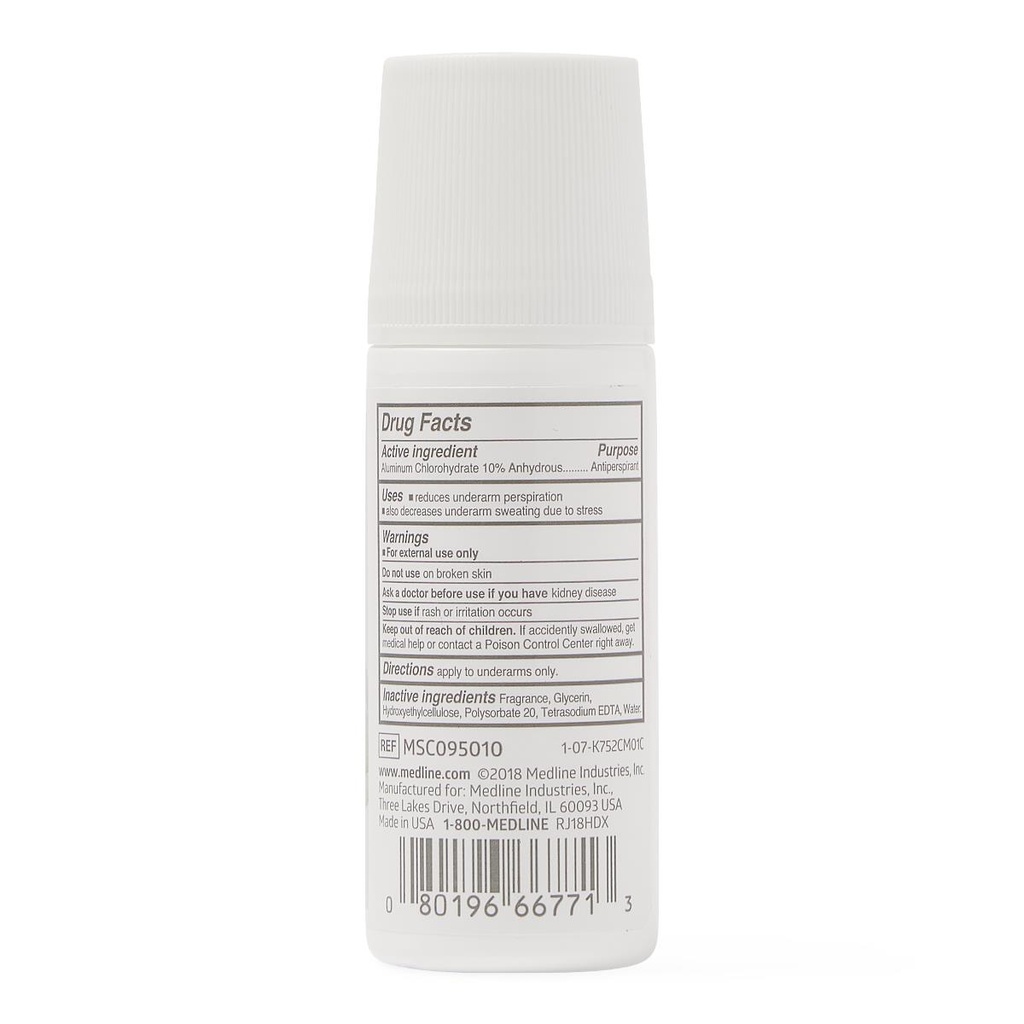 Medline MedSpa Roll-On Antiperspirant/Deodorant; 45 mL, Bottle | CASE/96 EACH