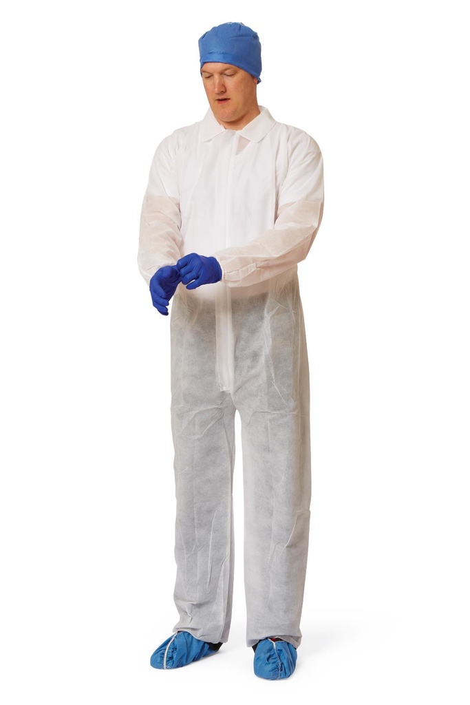 Medline Heavy-Weight Spunbond Polypropylene Coverall, Open Ankles; Large | CASE/25 EACH | PKG/5 EACH