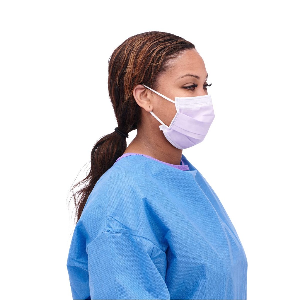 Medline Level-3 Surgical Face Mask with Ear Loops, with Anti-Fog Strip, 4 Ply; Lilac | CASE/300 EACH | BOX/50 EACH