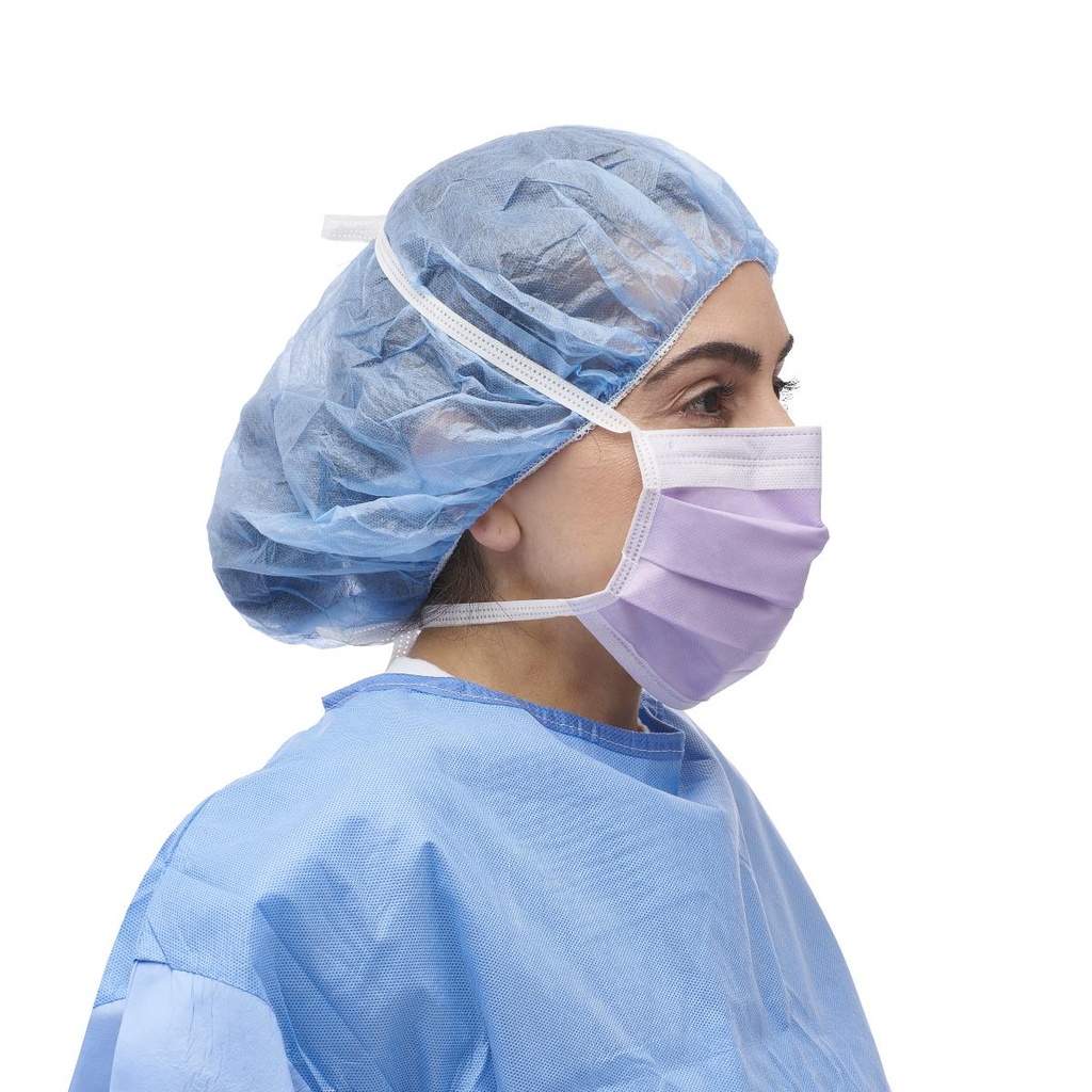 Medline Level-3 Tie-On Surgical Mask with Anti-Fog Strip, 4 Ply; Lilac | CASE/300 EACH | BOX/50 EACH