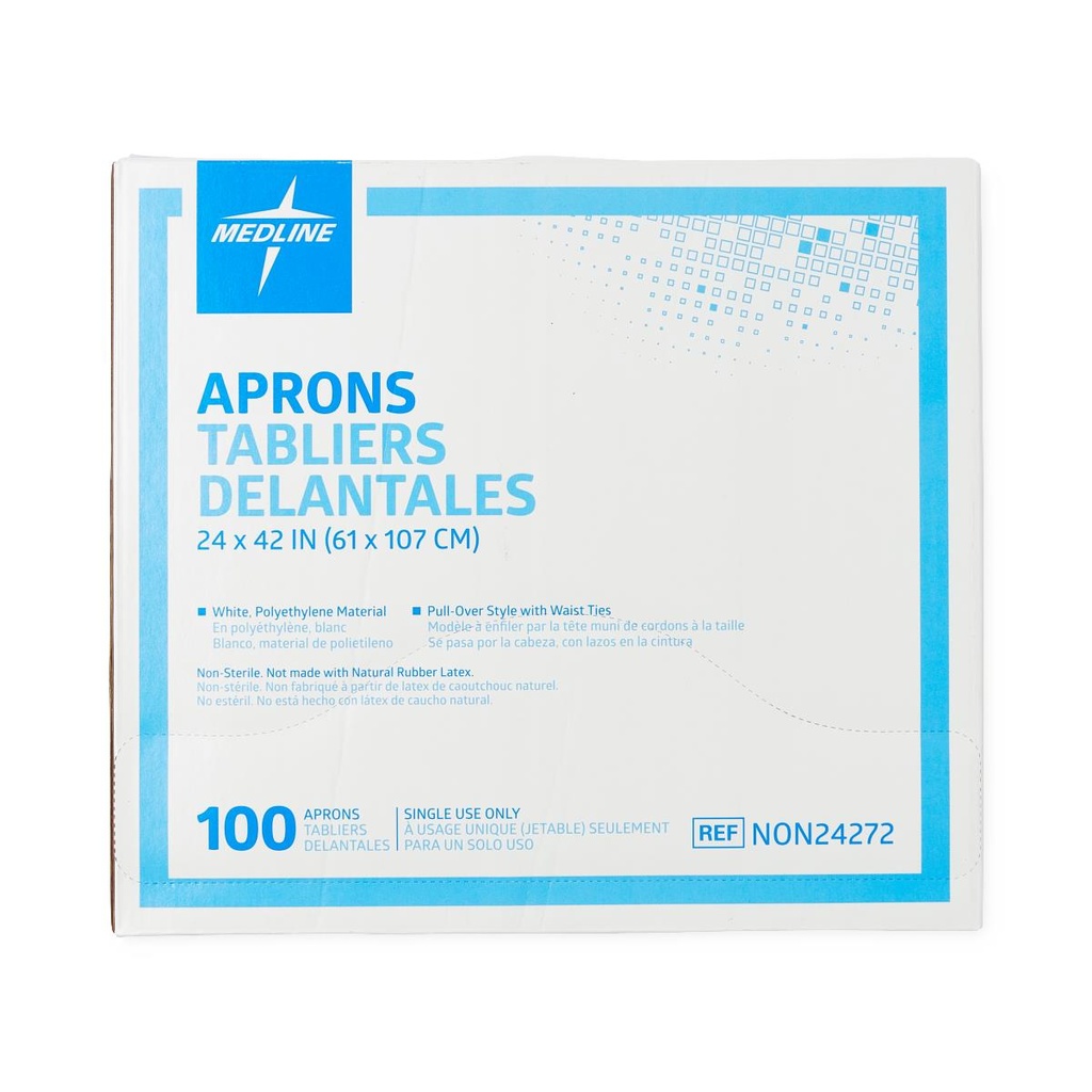 [NON24272-CASE] Medline Polyethylene Apron; 24" x 42" (61 cm x 107 cm) | CASE/1000 EACH | BOX/100 EACH (CASE)