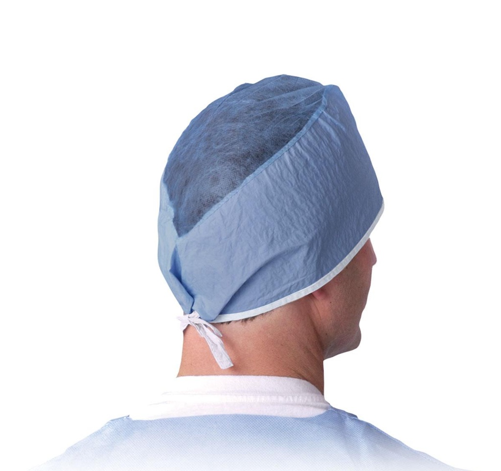 Medline Tie-Back Surgeon Cap; Scrim Material, Blue | CASE/500 EACH | BOX/100 EACH