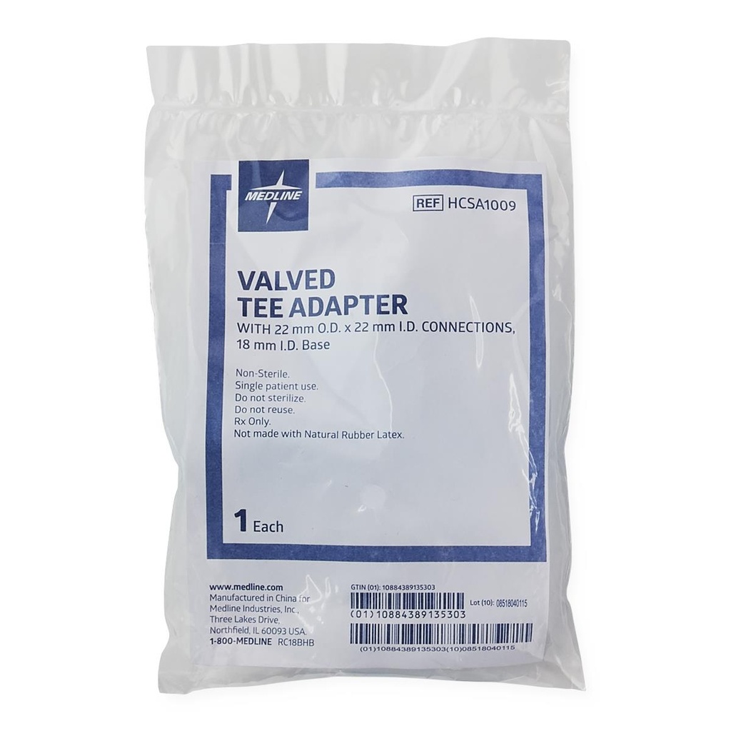 Medline Valved Aerosol Tee Adapter; 22 mm O.D./I.D. | CASE/30 EACH