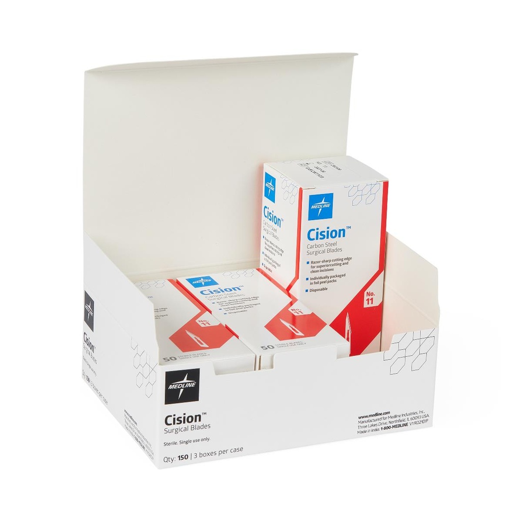 Medline Sterile Carbon-Steel Surgical Blade; Size 11 | CASE/150 EACH | BOX/50 EACH