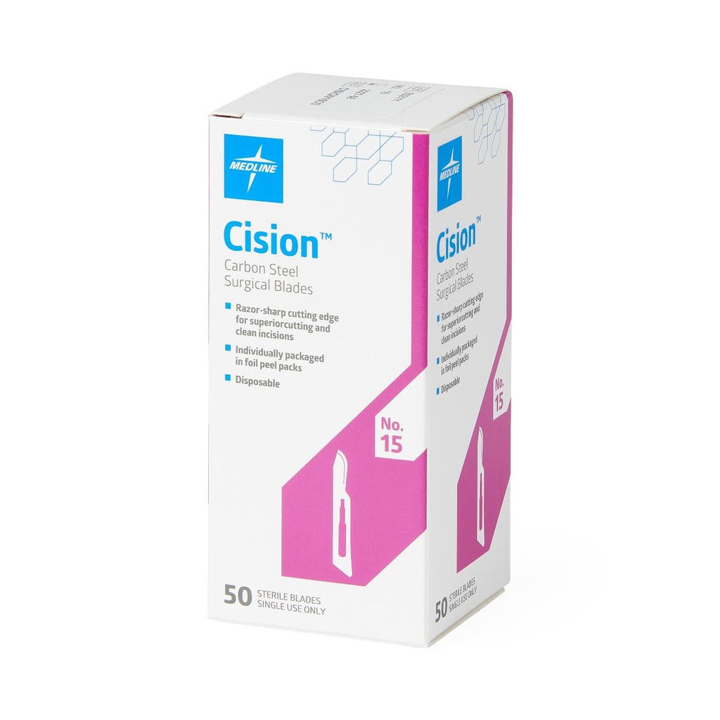 Medline Sterile Carbon-Steel Surgical Blade; Size 15 | CASE/150 EACH | BOX/50 EACH