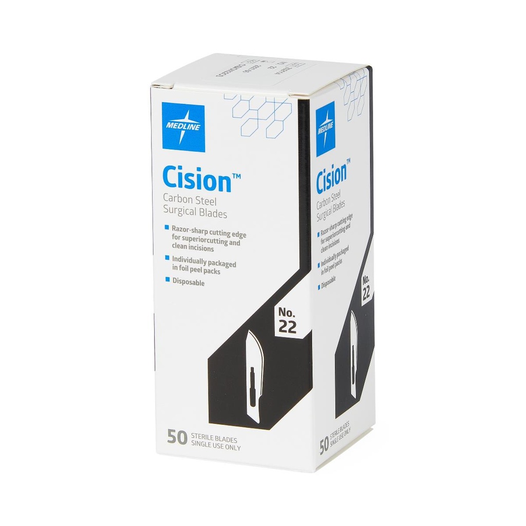 Medline Sterile Carbon-Steel Surgical Blade; Size 22 | CASE/150 EACH | BOX/50 EACH