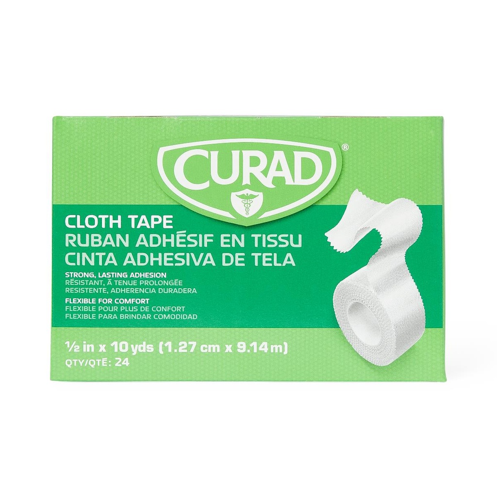 CURAD® Cloth Silk Surgical Tape; 0.5" x 10 yd. (1.3 cm x 9 m) | CASE/240 ROLL | BOX/24 ROLL