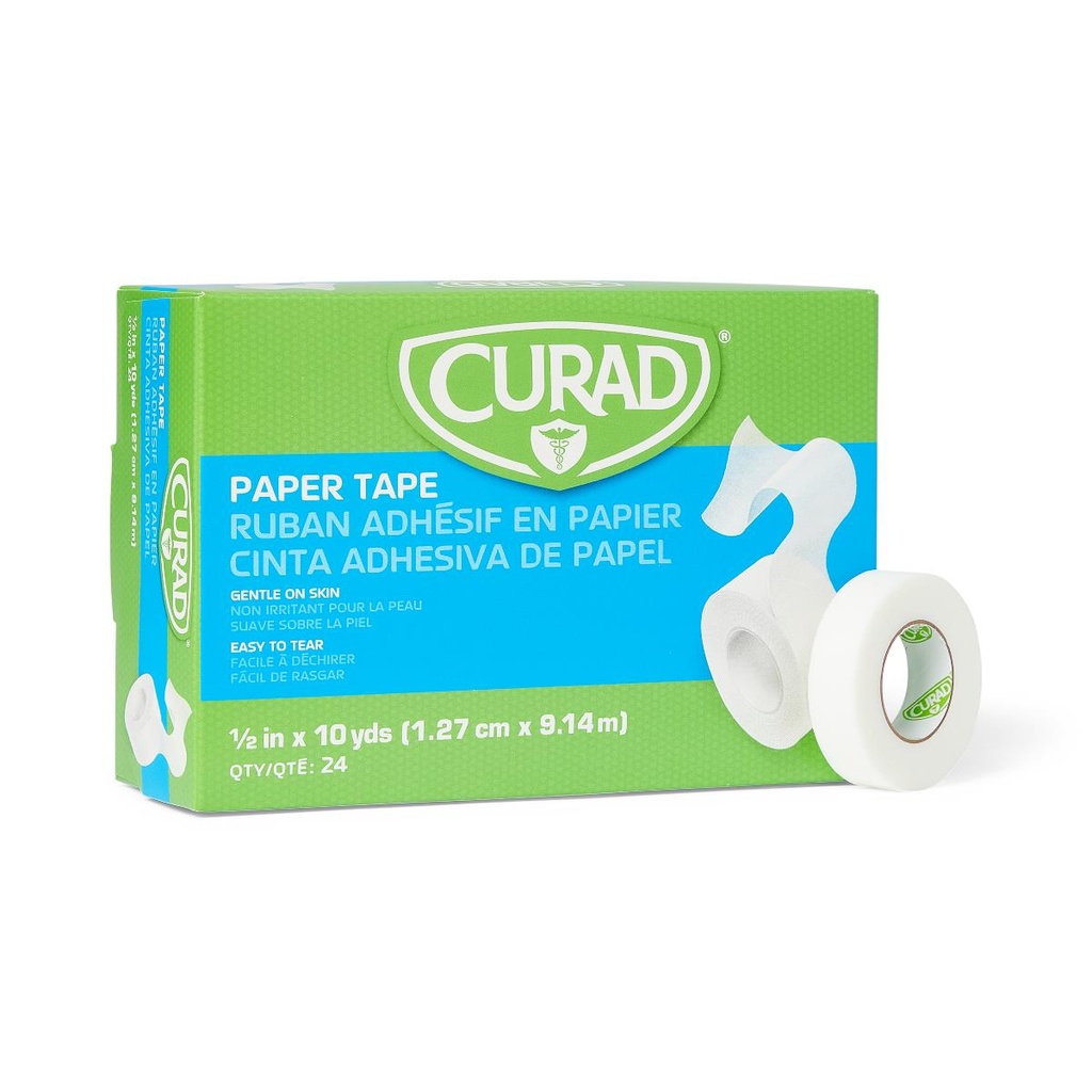 CURAD® Paper Surgical Tape; 0.5" x 10 yd. (1.3 cm x 9 m) | CASE/240 ROLL | BOX/24 ROLL
