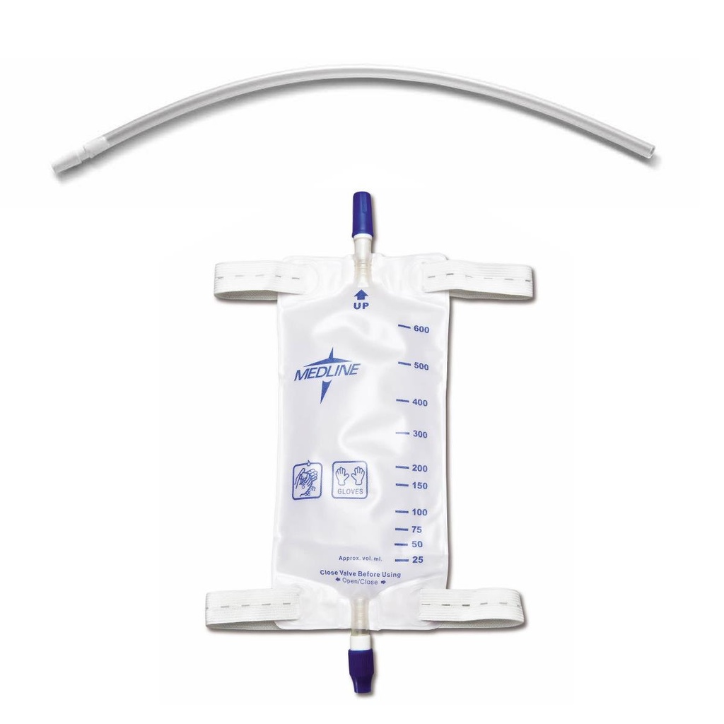 Medline Urine Leg Bag with Strap and Twist Valve; 19 oz. (600 mL), Medium | CASE/40 EACH