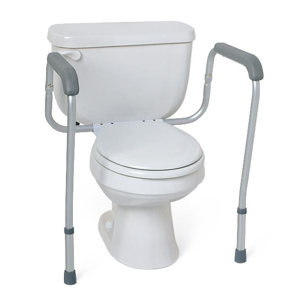 Medline Adjustable Toilet Safety Rail; Aluminum Foldable Toilet Safety Rails, Retail Packaging | CASE/1 EACH | PAIR/1 EACH