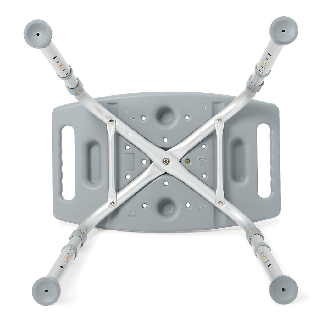 Medline Aluminum Shower Chair without Back; Knockdown Shower Chair without Back, 15"-19" Seat Height, 400 lb. Weight Capacity | EACH
