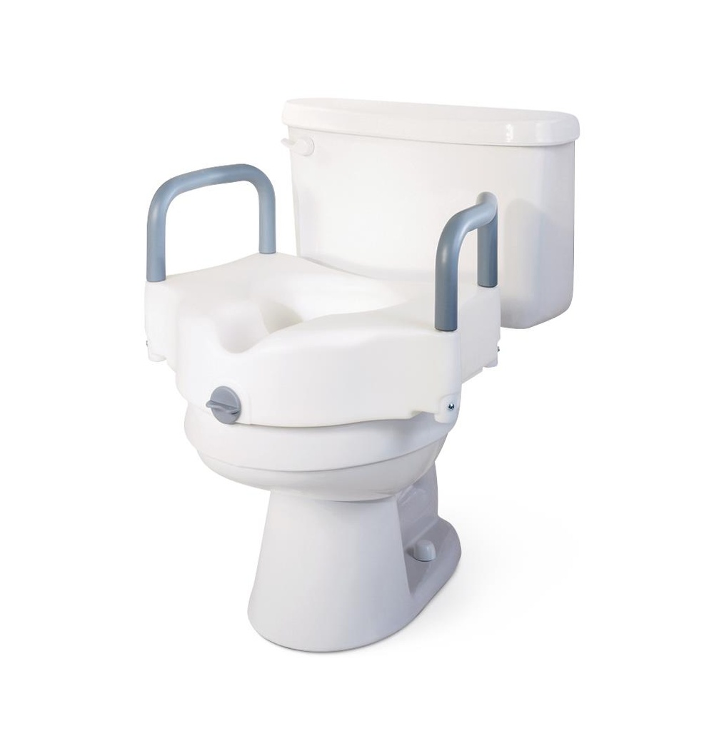 Medline Raised Locking Toilet Seat; 5" Raised Locking Toilet Seat, With Arms, 400 lb. Weight Capacity | CASE/1 EACH
