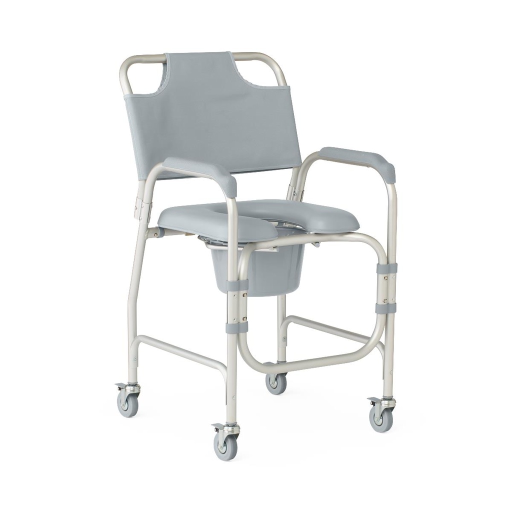 Medline Aluminum Commodes With Wheels; Padded Shower Chair | EACH