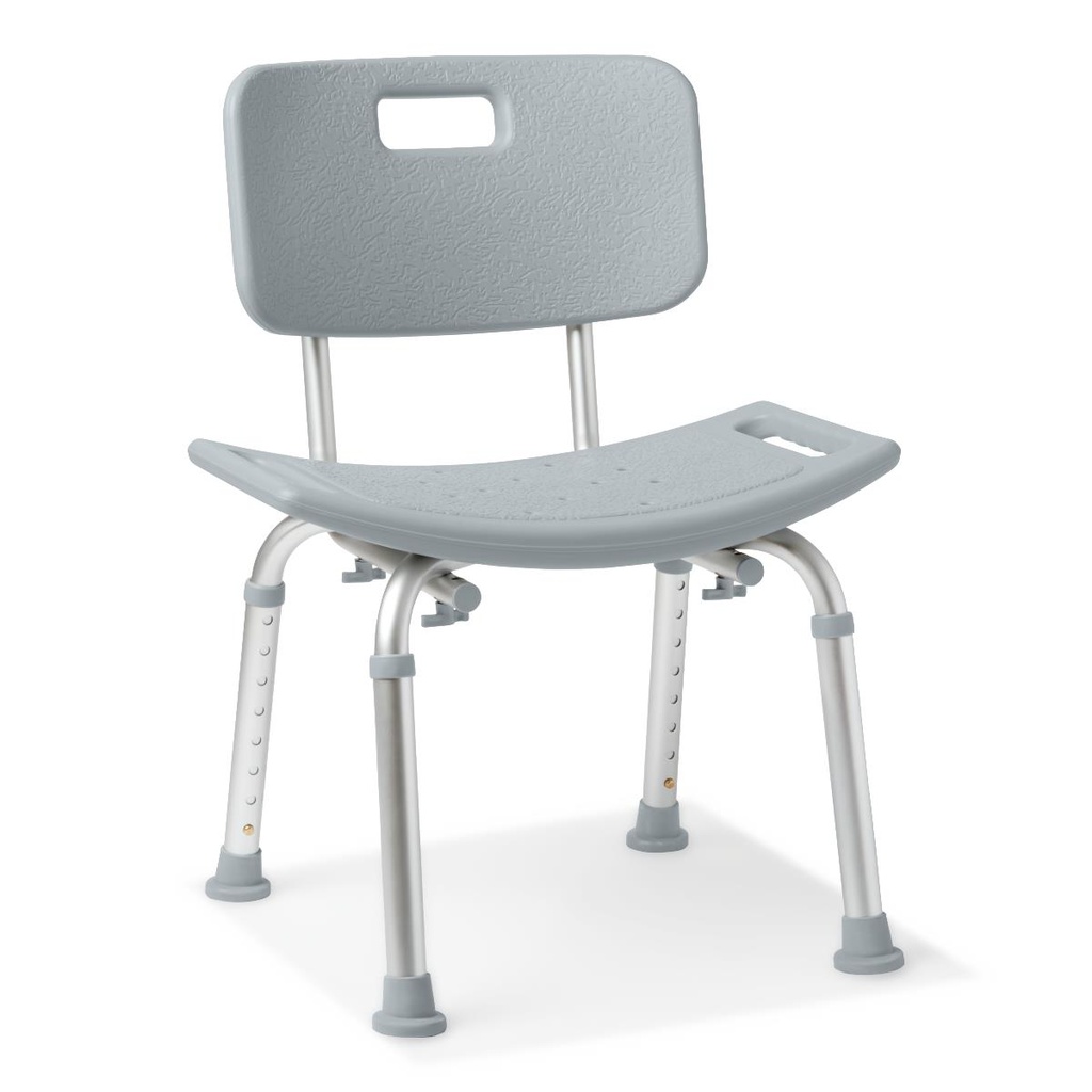 Medline Aluminum Shower Chair with Back; 400 lb. (181 kg), Grey | EACH