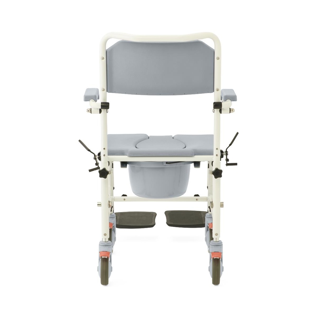 Medline Aluminum Wheeled Commode with Back; Aluminium | EACH