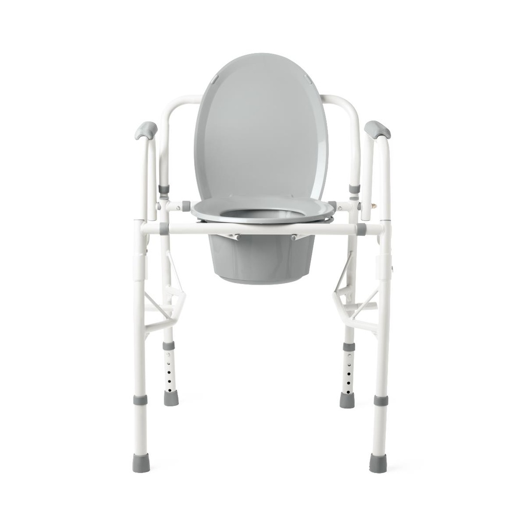 Medline Stationary Steel Drop-Arm Commode Chair with Adjustable Height; Drop Arms, 350 lb (158 kg) capacity | EACH
