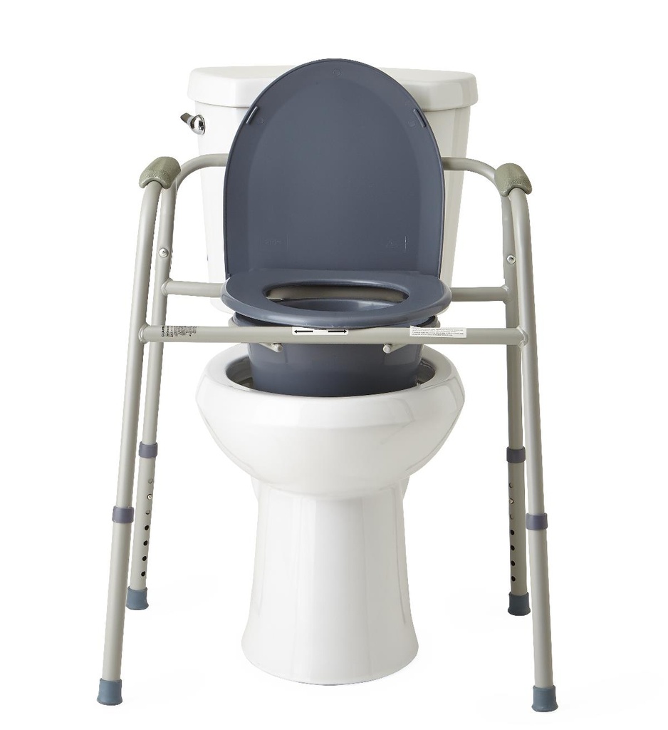 Medline Stationary Steel Drop-Arm Commode Chair with Adjustable Height; Fixed Arm, Standard Width | CASE/4 EACH
