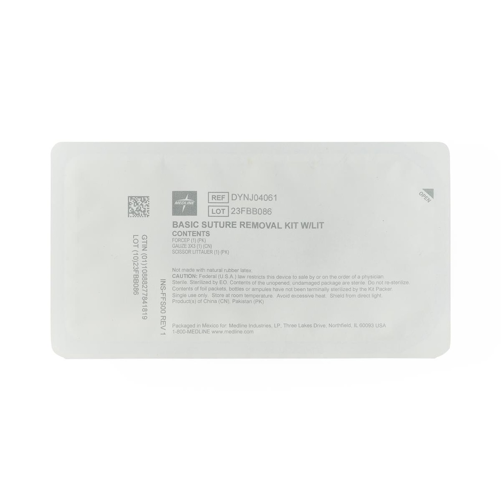 [DYNJ04061-CASE] Medline Floor-Grade Suture Removal Tray; Basic Kit with Littauer Scissors | CASE/100 EACH
