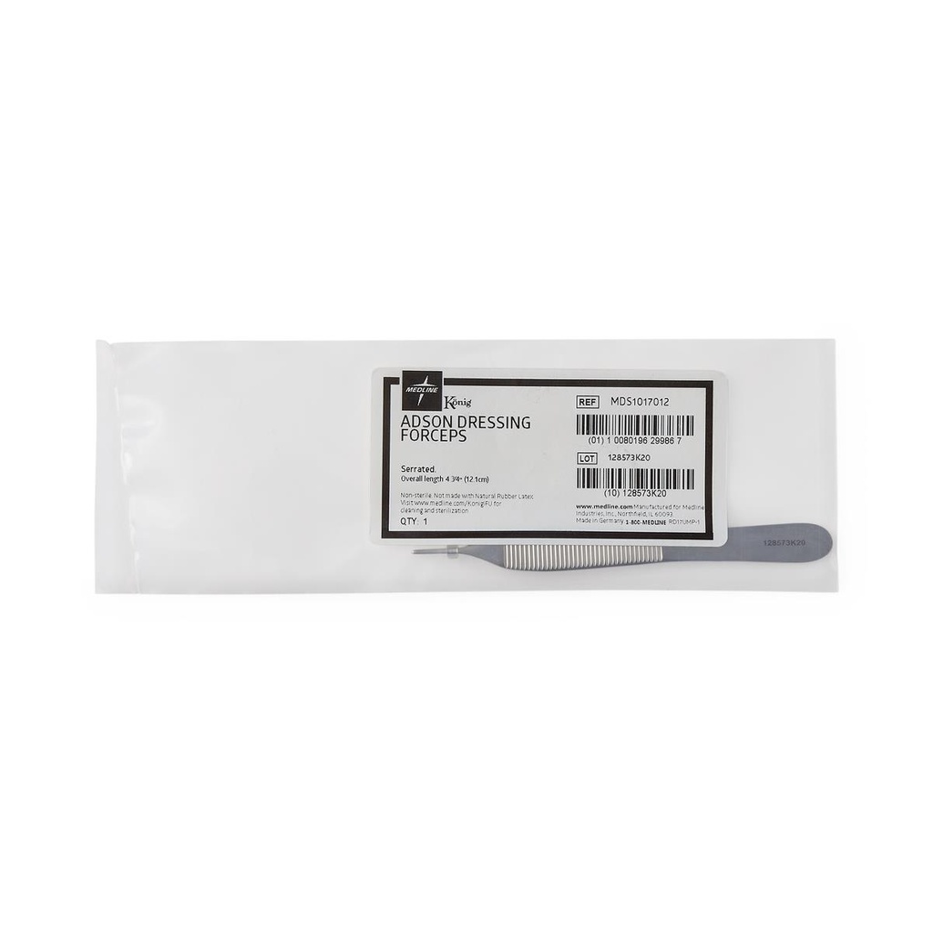 Medline OR-Quality Adson Dressing Forceps, Serrated; 4.75" (12 cm) | EACH