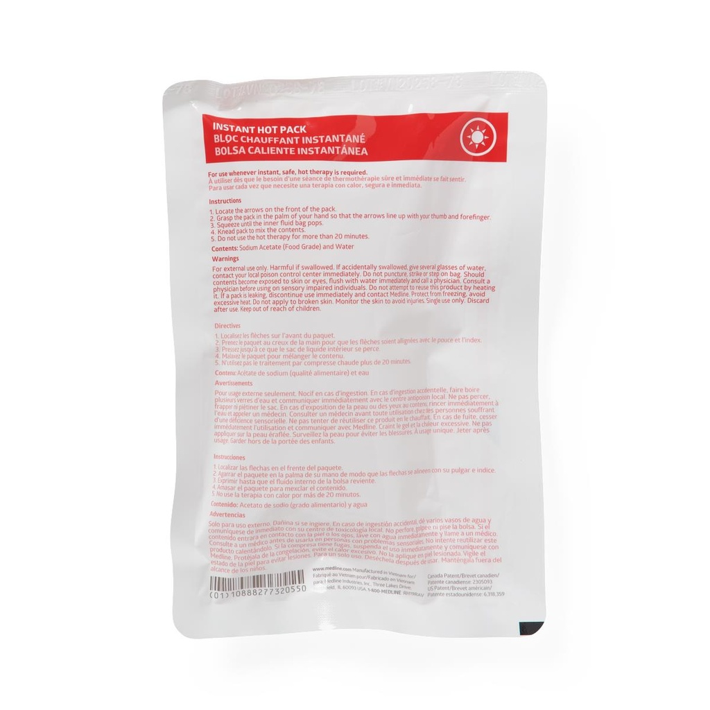 Medline Instant Hot Packs; 6" x 9" (17 cm x 23 cm) | CASE/24 EACH