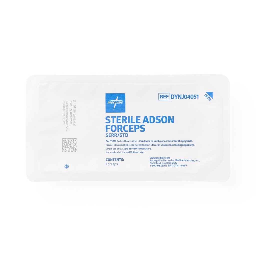 Medline Sterile Floor-Grade Adson Tissue Forceps, Serrated; 4.75" (12 cm) | CASE/50 EACH