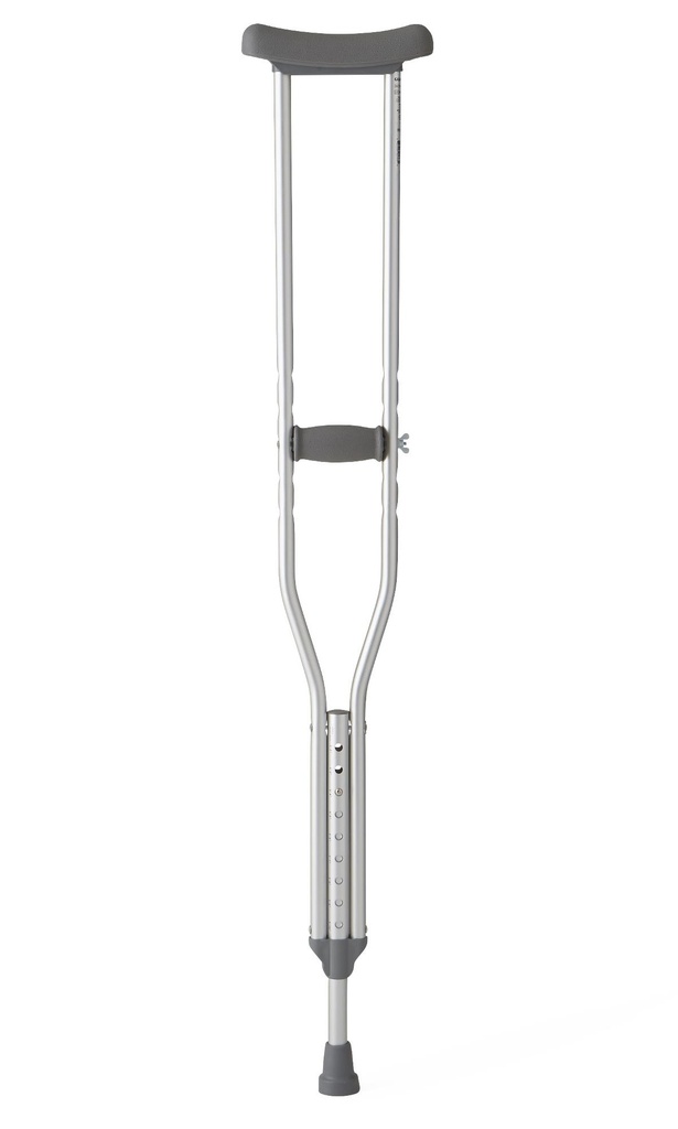 Medline Aluminum Push-Button Adjustable Crutch; Adult Medium Fit, 62" - 78" (157 cm - 198 cm) | CASE/8 PAIR