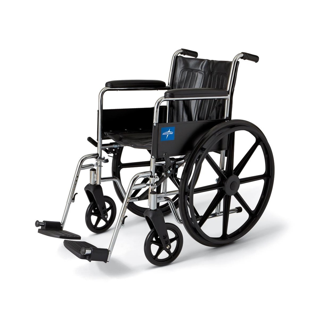 Medline Excel 2000 Series Wheelchair; 18" (46 cm), Fixed Arms, Swing Away Legs | EACH